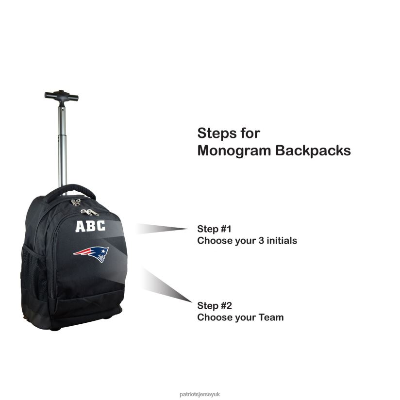 MOJO Black 19'' Personalized Premium Wheeled Backpack Kids Patriots Jersey Accessories 6B6H8J2931