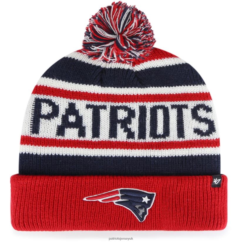 47 Navy/Red Hangtime Cuffed Knit Hat with Pom Kids Patriots Jersey Accessories 6B6H8J3009