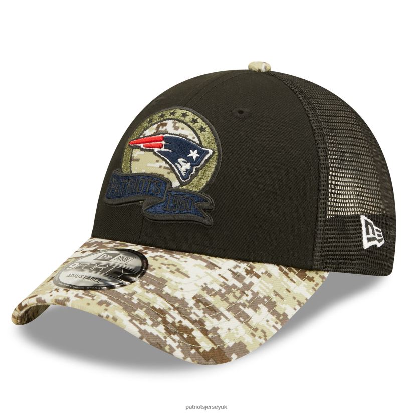 New Era Black/Camo 2022 Salute To Service 9FORTY Snapback Trucker Hat Kids Patriots Jersey Accessories 6B6H8J2977