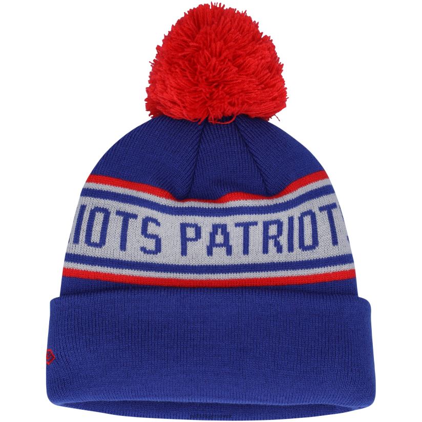 New Era Navy Repeat Cuffed Knit Hat with Pom Kids Patriots Jersey Accessories 6B6H8J2996