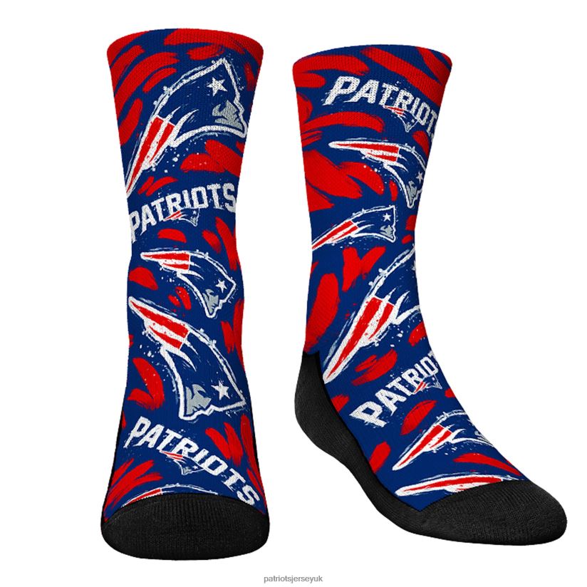 Rock Em Socks Allover Logo & Paint Crew Socks Kids Patriots Jersey Accessories 6B6H8J2914