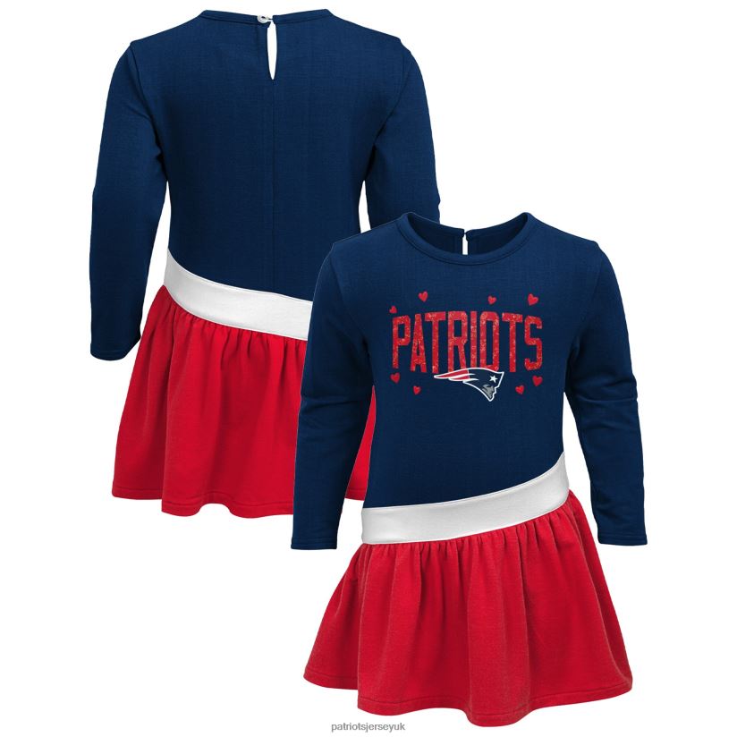 Girls Infant Navy/Red Heart to Heart Jersey Tri-Blend Dress Kids Patriots Jersey Clothing 6B6H8J2942