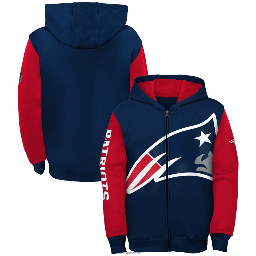 Navy/Red Poster Board Full-Zip Hoodie Kids Patriots Jersey Clothing 6B6H8J3025
