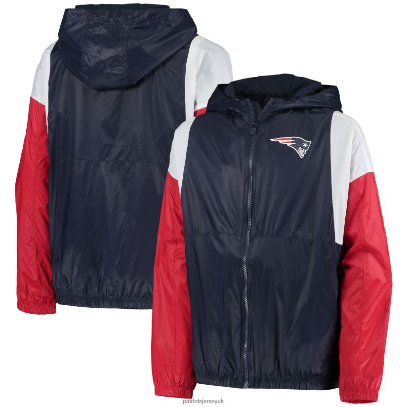Navy Two Man Rush Full-Zip Windbreaker Jacket Kids Patriots Jersey Clothing 6B6H8J3040