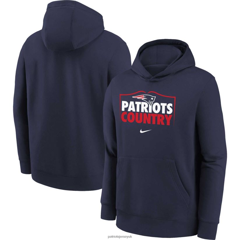Nike Navy Hometown Collection Pullover Hoodie Kids Patriots Jersey Clothing 6B6H8J3039
