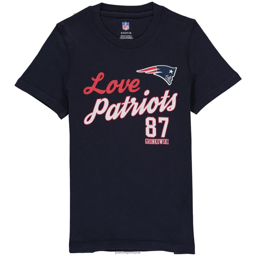 Girls Rob Gronkowski Navy Glitter Live Love Team Player Name & Number T-Shirt Kids Patriots Jersey Clothing 6B6H8J3138