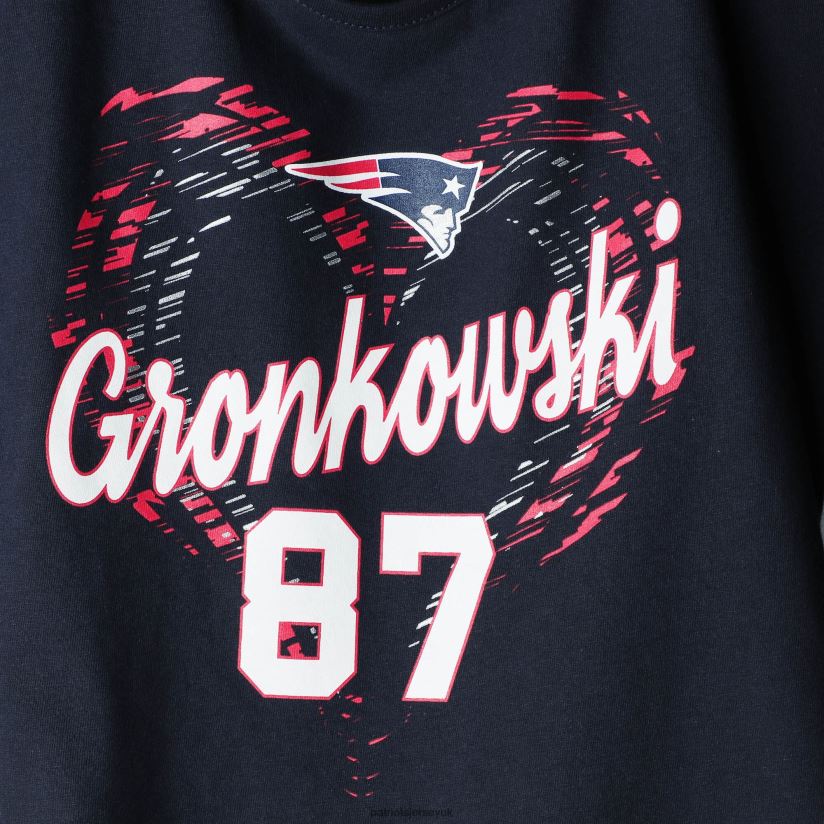 Girls Rob Gronkowski Navy Sonic Heart Player Name & Number Dolman T-Shirt Kids Patriots Jersey Clothing 6B6H8J3140