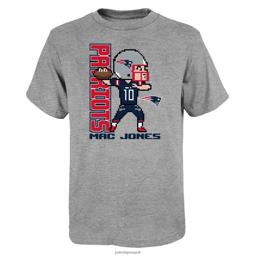 Mac Jones Heathered Gray Pixel Player 2.0 T-Shirt Kids Patriots Jersey Clothing 6B6H8J3113