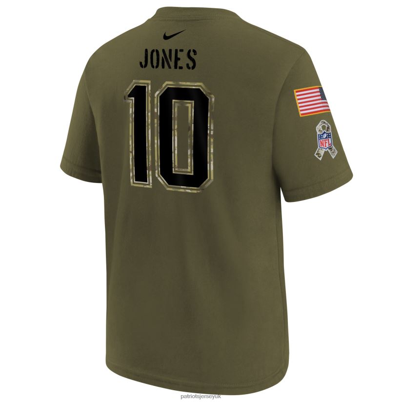Nike Mac Jones Olive 2022 Salute To Service Name & Number T-Shirt Kids Patriots Jersey Clothing 6B6H8J3121