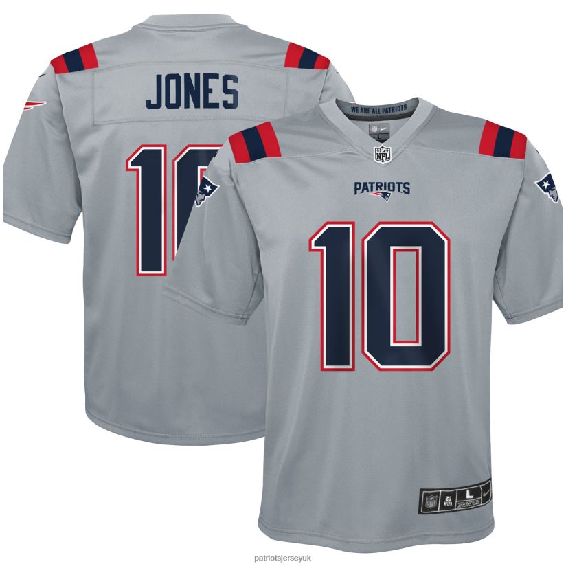 Nike Mac Jones Gray Inverted Game Jersey Kids Patriots Jersey Clothing 6B6H8J3055