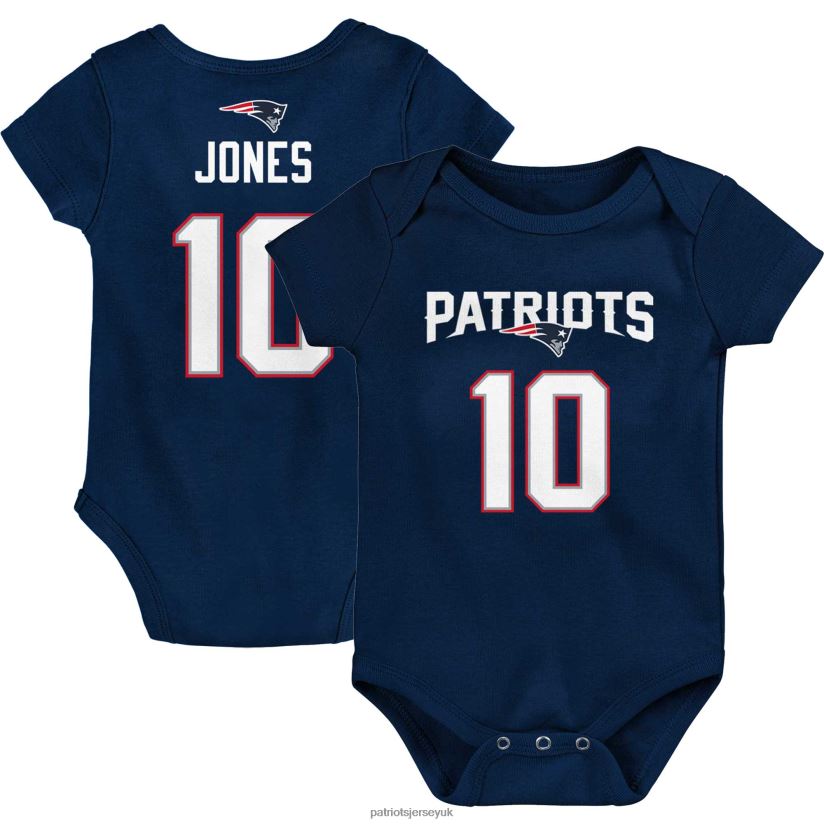 Infant Mac Jones Navy Mainliner Player Name & Number Bodysuit Kids Patriots Jersey Clothing 6B6H8J3072