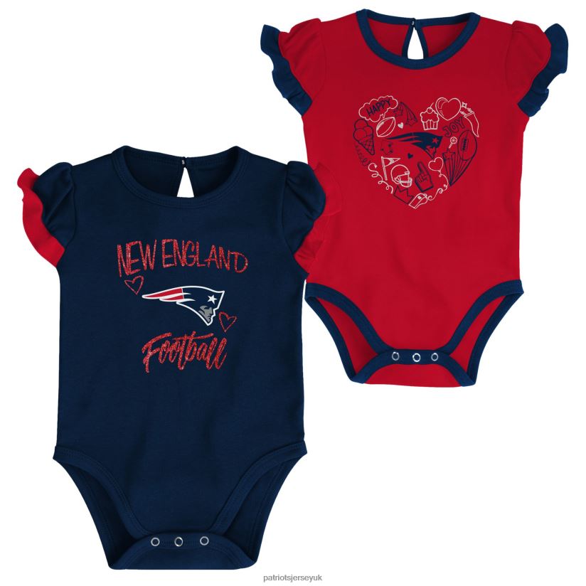 Newborn & Infant Navy/Red Too Much Love Two-Piece Bodysuit Set Kids Patriots Jersey Clothing 6B6H8J3073