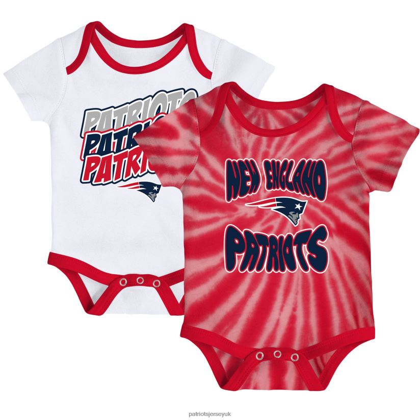 Newborn & Infant Red/White Monterey Tie-Dye 2-Pack Bodysuit Set Kids Patriots Jersey Clothing 6B6H8J3077