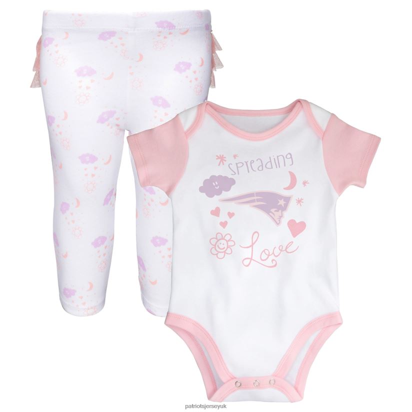 Girls Newborn & Infant White Spreading Love Bodysuit and Tutu Leggings Set Kids Patriots Jersey Clothing 6B6H8J3074