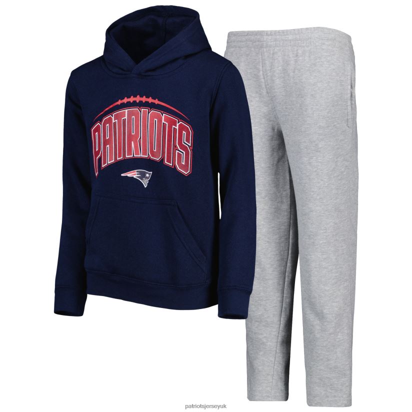 Navy/Heather Gray Double Up Pullover Hoodie & Pants Set Kids Patriots Jersey Clothing 6B6H8J3041