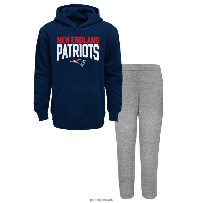 Navy/Heathered Gray Fan Flare Pullover Hoodie & Pants Set Kids Patriots Jersey Clothing 6B6H8J3042