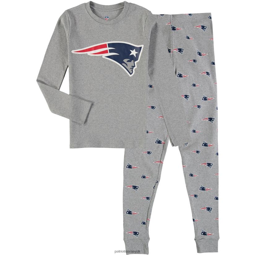 Heathered Gray Long Sleeve T-Shirt & Pants Sleep Set Kids Patriots Jersey Clothing 6B6H8J3084