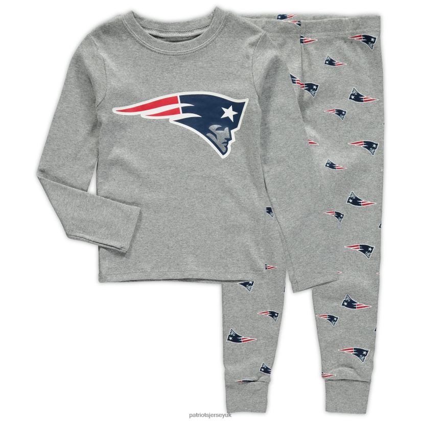 Toddler Heathered Gray Sleep Set Kids Patriots Jersey Clothing 6B6H8J3082