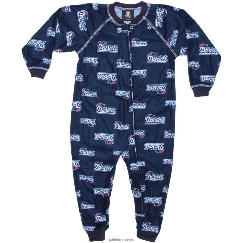 Toddler Piped Raglan Full Zip Coverall - Navy Blue Kids Patriots Jersey Clothing 6B6H8J3087