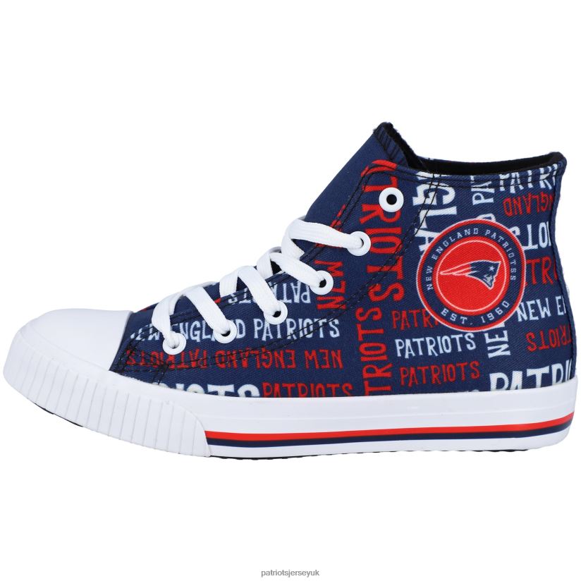 FOCO Navy Repeat Wordmark High Top Canvas Allover Sneakers Kids Patriots Jersey Footwear 6B6H8J2949