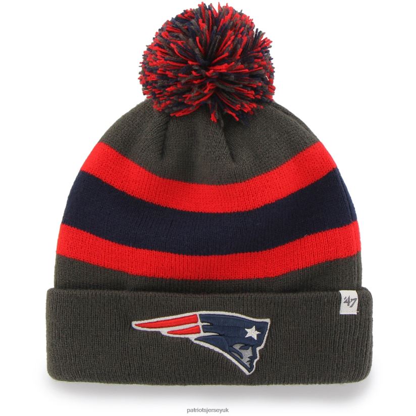 47 Charcoal Team Breakaway Cuffed Knit Hat with Pom Men Patriots Jersey Accessories 6B6H8J456