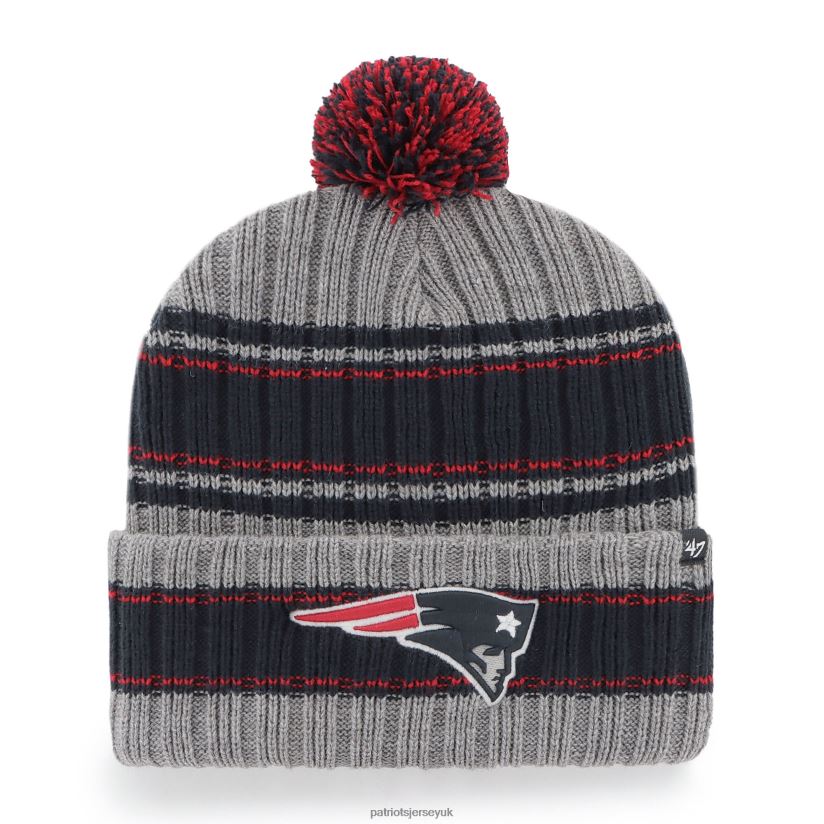 47 Graphite Rexford Cuffed Knit Hat with Pom Men Patriots Jersey Accessories 6B6H8J405