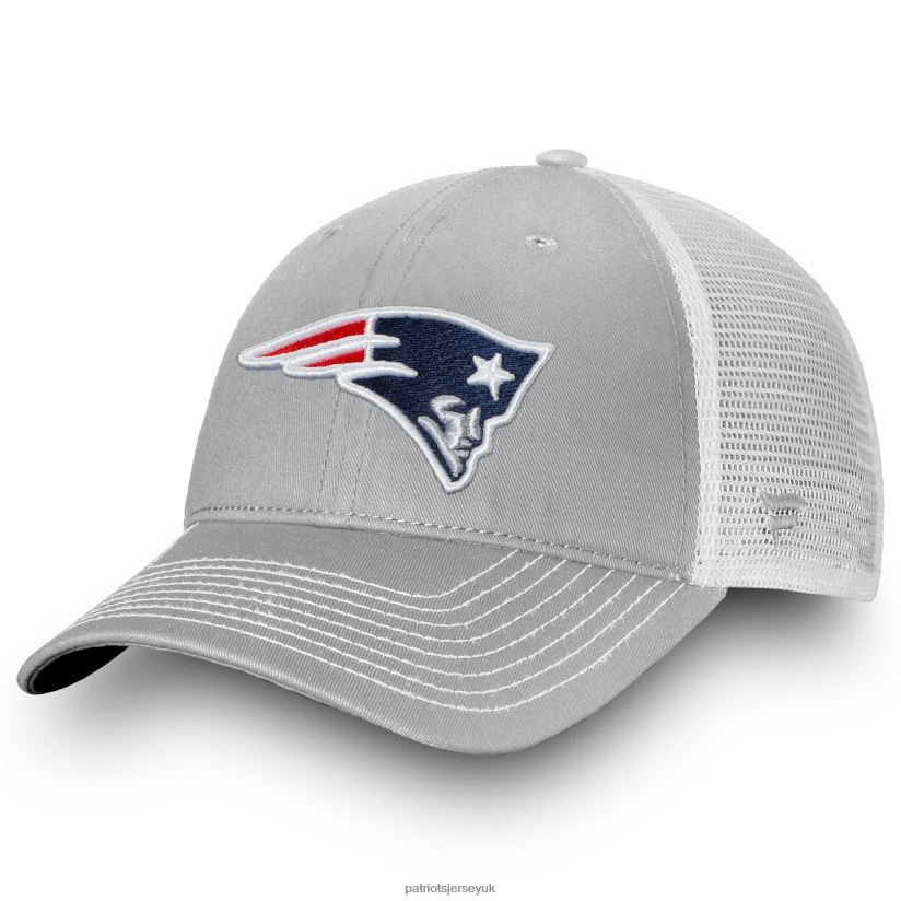 Fanatics Branded Gray/White Fundamental Trucker Unstructured Adjustable Hat Men Patriots Jersey Accessories 6B6H8J193