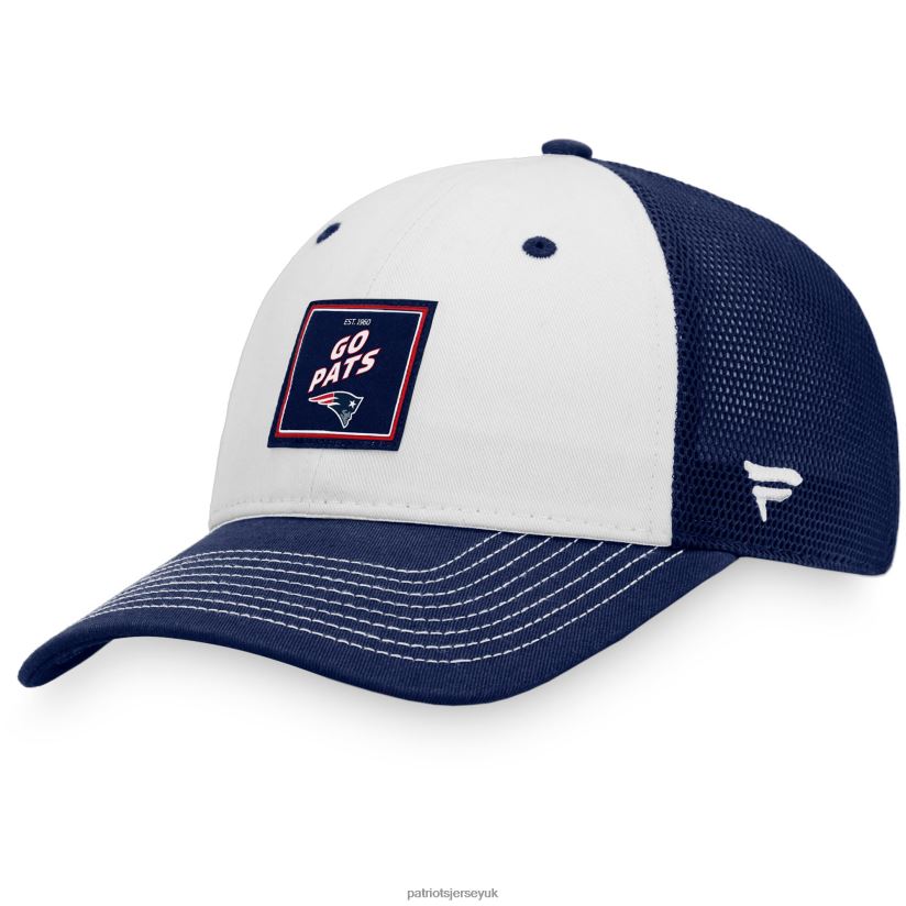 Fanatics Branded White/Navy Block Party Trucker Snapback Hat Men Patriots Jersey Accessories 6B6H8J371