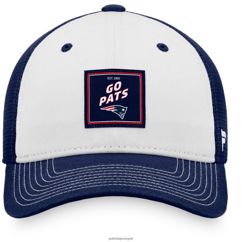 Fanatics Branded White/Navy Block Party Trucker Snapback Hat Men Patriots Jersey Accessories 6B6H8J371