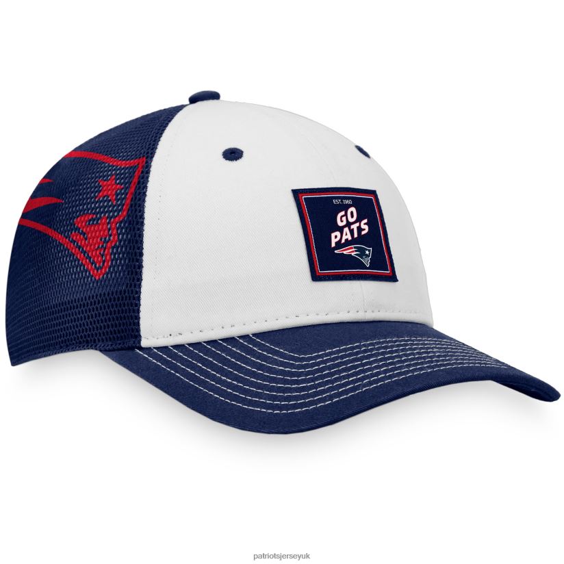 Fanatics Branded White/Navy Block Party Trucker Snapback Hat Men Patriots Jersey Accessories 6B6H8J371