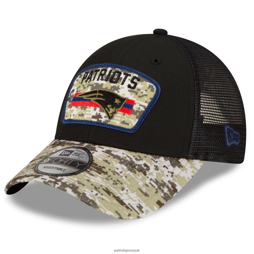 New Era Black/Camo 2021 Salute To Service Trucker 9FORTY Snapback Adjustable Hat Men Patriots Jersey Accessories 6B6H8J216