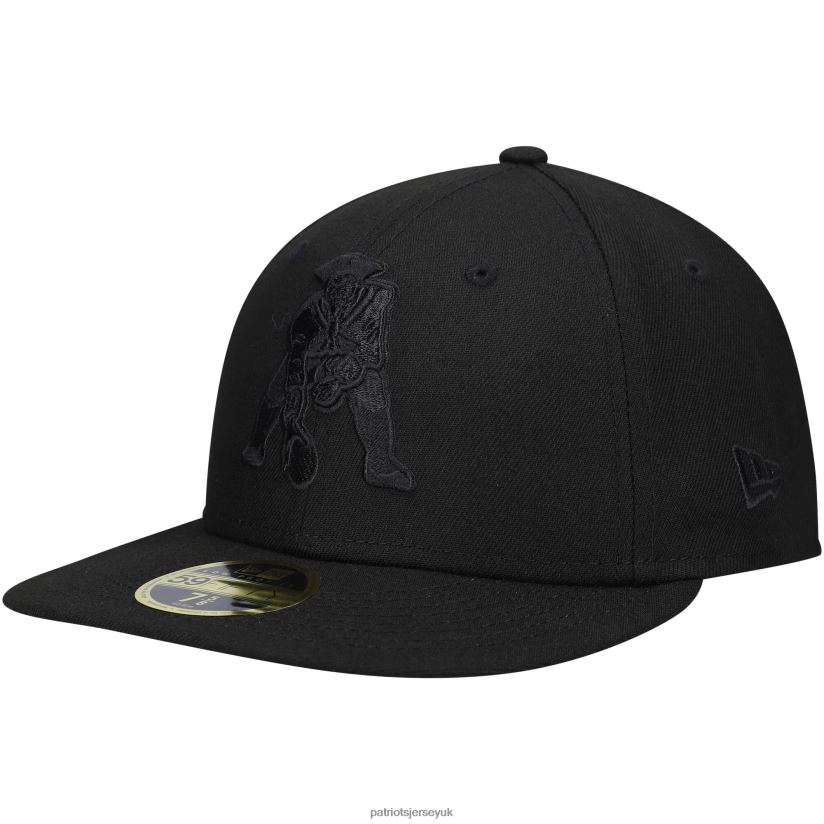 New Era Black Historic Logo Black on Black Low Profile 59FIFTY II Fitted Hat Men Patriots Jersey Accessories 6B6H8J279