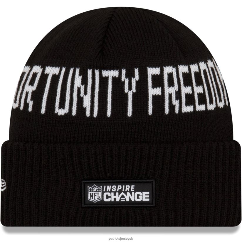 New Era Black Team Social Justice Cuffed Knit Hat Men Patriots Jersey Accessories 6B6H8J457