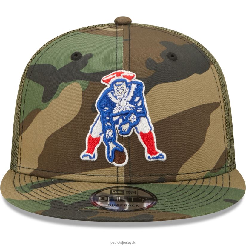 New Era Camo/Olive Historic Logo Trucker 9FIFTY Snapback Hat Men Patriots Jersey Accessories 6B6H8J274