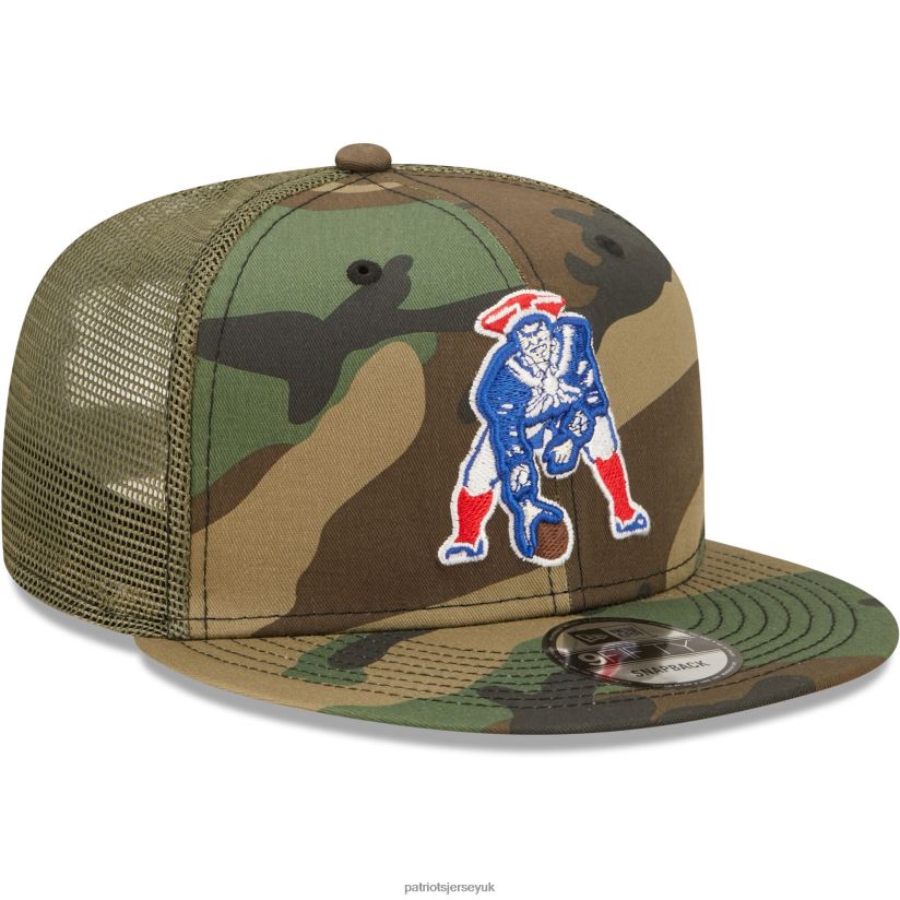 New Era Camo/Olive Historic Logo Trucker 9FIFTY Snapback Hat Men Patriots Jersey Accessories 6B6H8J274