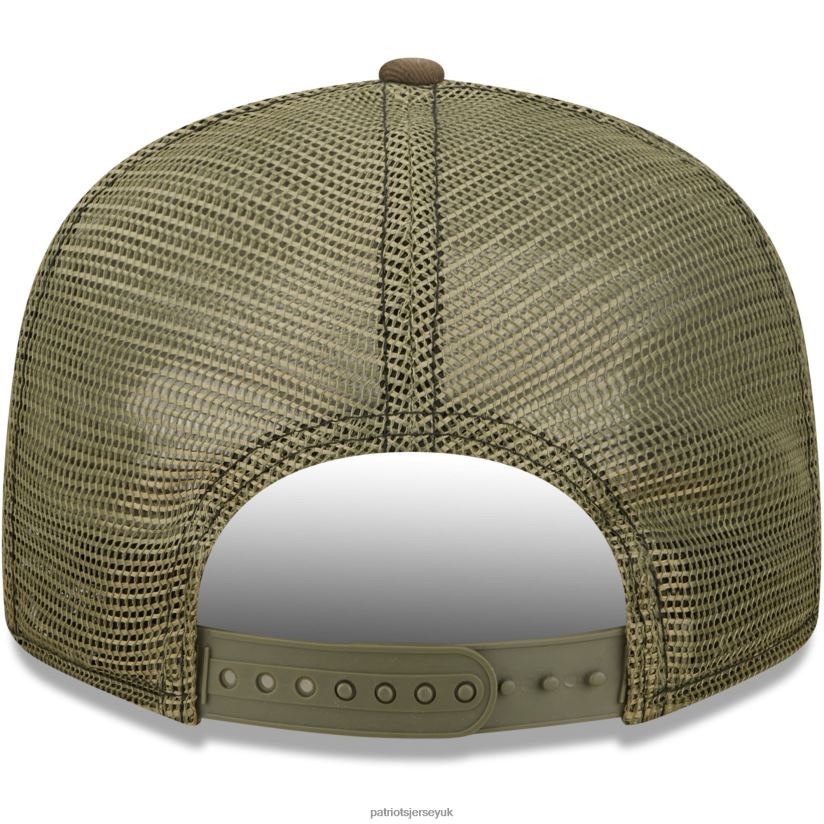 New Era Camo/Olive Historic Logo Trucker 9FIFTY Snapback Hat Men Patriots Jersey Accessories 6B6H8J274