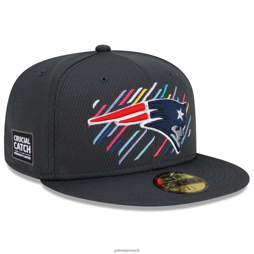 New Era Charcoal 2021 NFL Crucial Catch 59FIFTY Fitted Hat Men Patriots Jersey Accessories 6B6H8J282