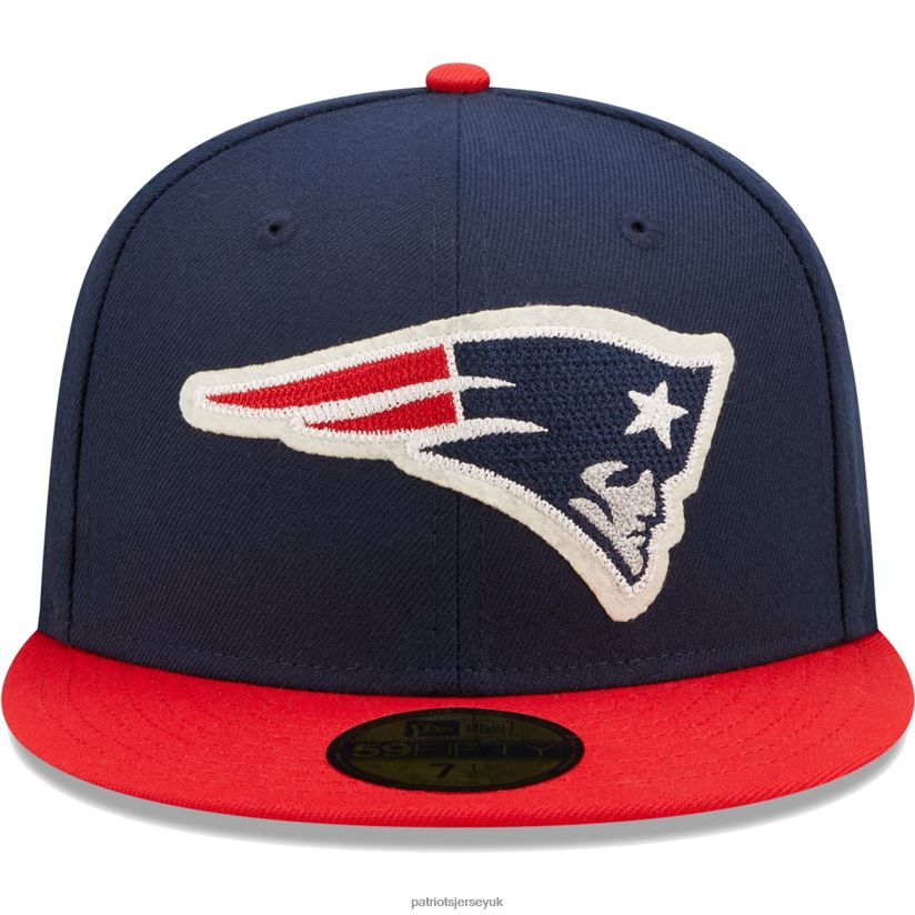 New Era Navy/Red Super Bowl XXXVI Letterman 59FIFTY Fitted Hat Men Patriots Jersey Accessories 6B6H8J213
