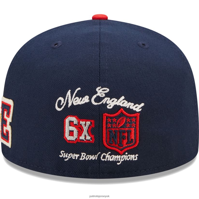 New Era Navy/Red Super Bowl XXXVI Letterman 59FIFTY Fitted Hat Men Patriots Jersey Accessories 6B6H8J213