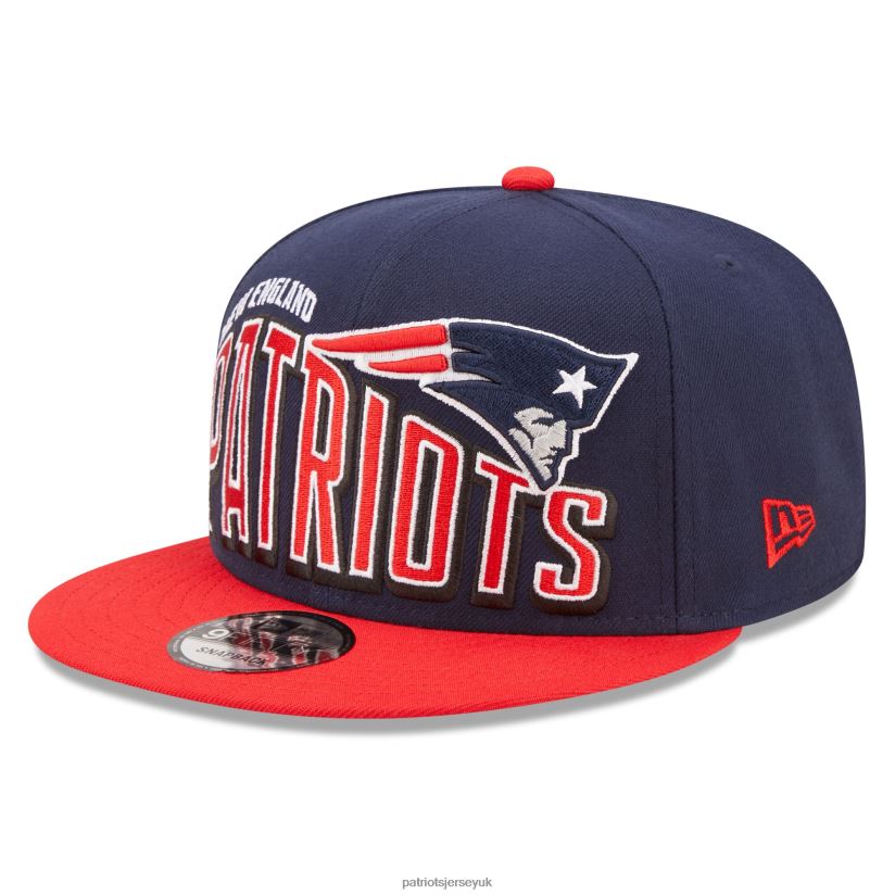 New Era Navy/Red Wordmark Flow 9FIFTY Snapback Hat Men Patriots Jersey Accessories 6B6H8J347