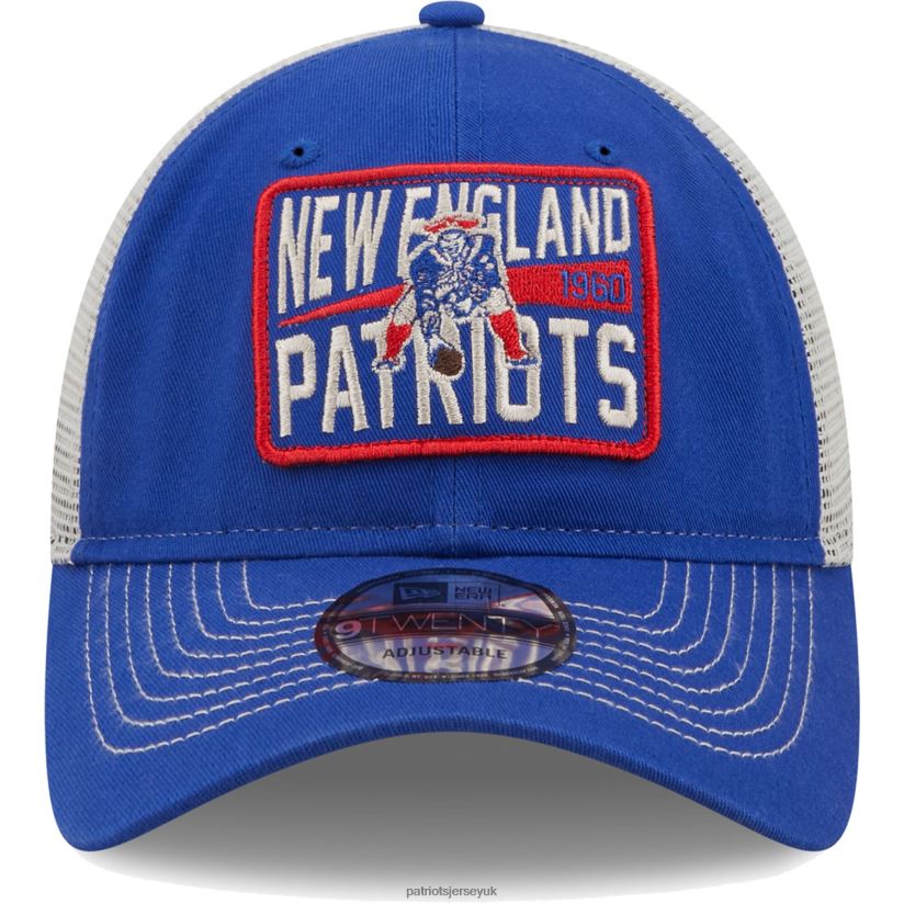 New Era Royal/Natural Historic Logo Devoted Trucker 9TWENTY Snapback Hat Men Patriots Jersey Accessories 6B6H8J269