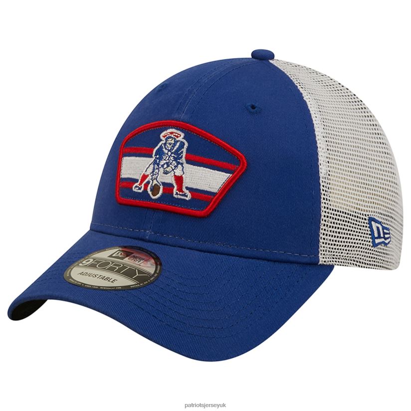 New Era Royal/White Logo Patch Trucker 9FORTY Snapback Hat Men Patriots Jersey Accessories 6B6H8J177
