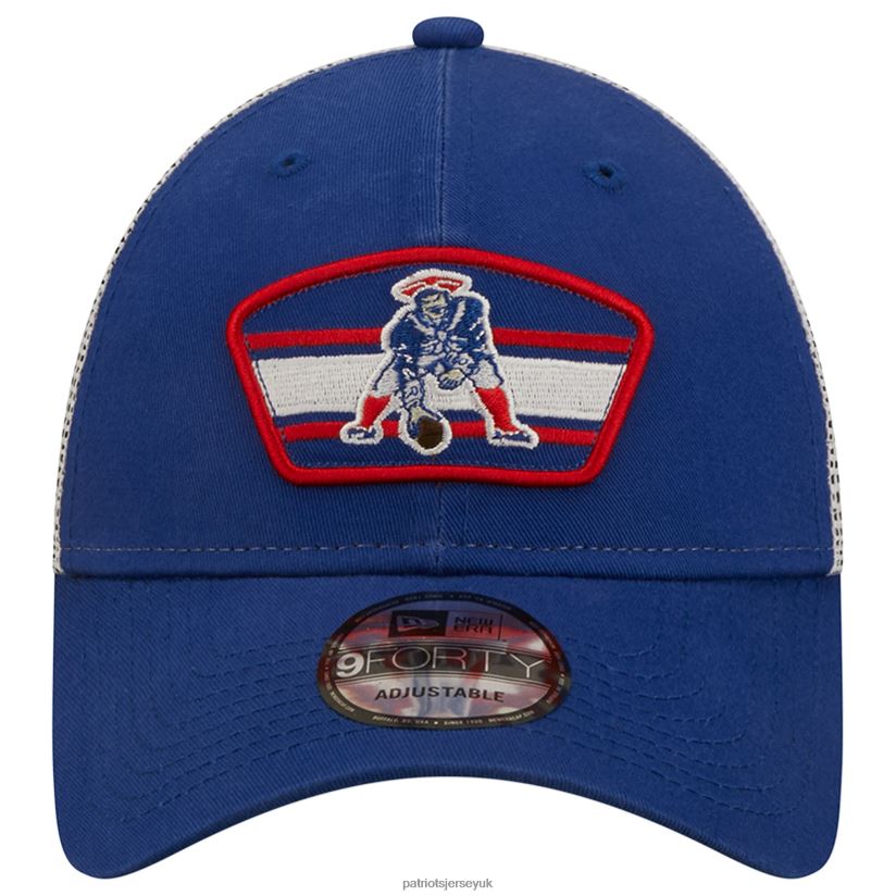 New Era Royal/White Logo Patch Trucker 9FORTY Snapback Hat Men Patriots Jersey Accessories 6B6H8J177