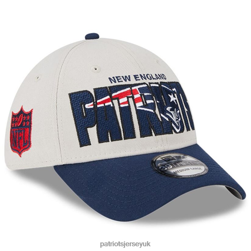 New Era Stone/Navy 2023 NFL Draft 39THIRTY Flex Hat Men Patriots Jersey Accessories 6B6H8J144
