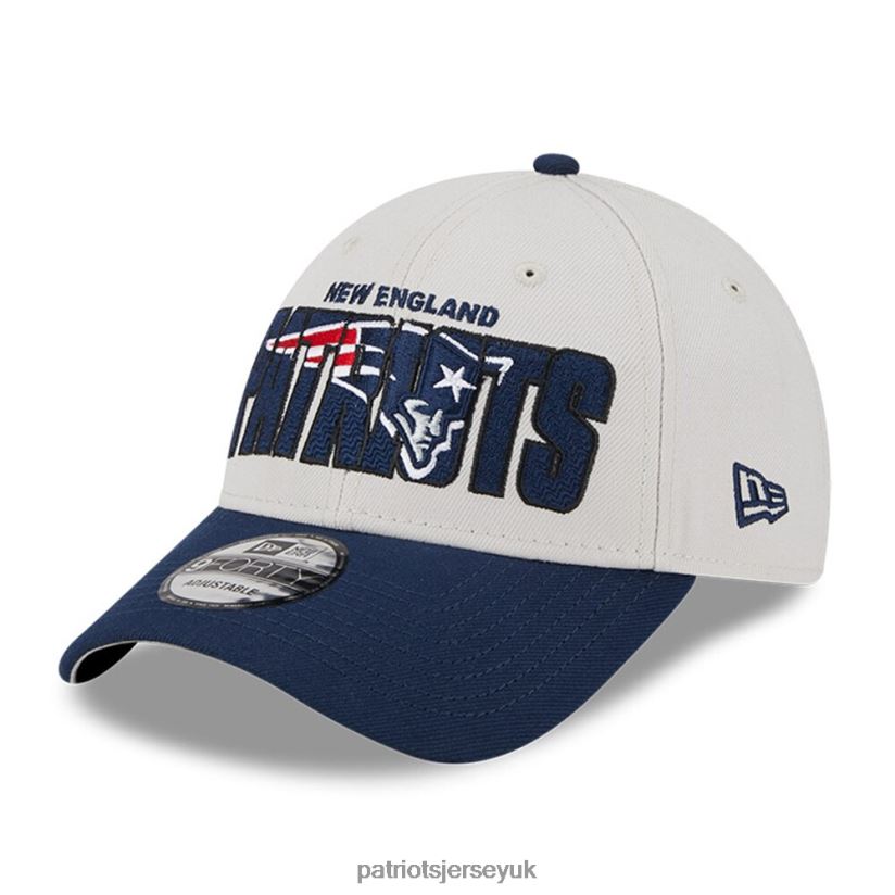 New Era Stone/Navy 2023 NFL Draft 9FORTY Adjustable Hat Men Patriots Jersey Accessories 6B6H8J176