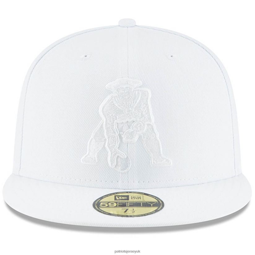 New Era Throwback White on White 59FIFTY Fitted Hat Men Patriots Jersey Accessories 6B6H8J375