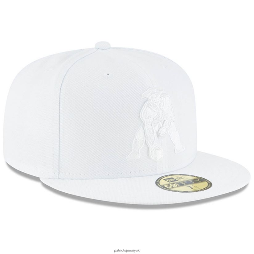 New Era Throwback White on White 59FIFTY Fitted Hat Men Patriots Jersey Accessories 6B6H8J375