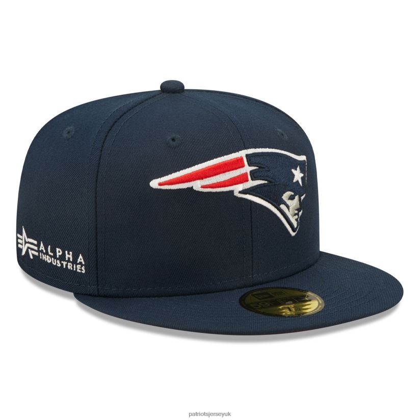 New Era x Alpha Industries Navy Alpha 59FIFTY Fitted Hat Men Patriots Jersey Accessories 6B6H8J311