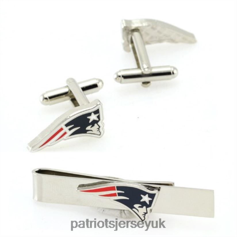 Silvertone Team Logo Tie Clip & Cufflinks Set Men Patriots Jersey Accessories 6B6H8J44