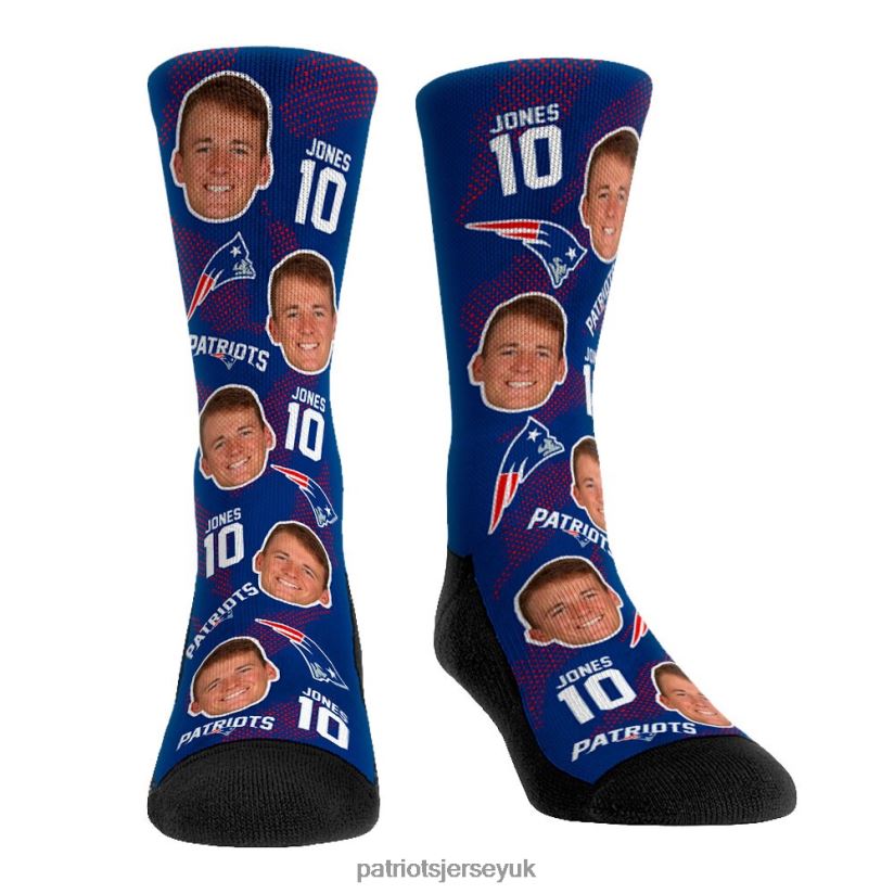 Rock 'Em Socks Mac Jones Team Football Guy Crew Socks Men Patriots Jersey Accessories 6B6H8J56